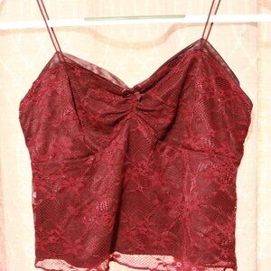 NWT Wild Fable Women's Maroon Lace Tank Top